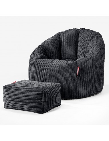 Pouf Chaise Design - Côtelé Noir en stock