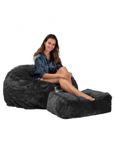 CloudSac 510 XL Grand Pouf à Mémoire de Forme - Fausse Fourrure Noir l'évolution des habitudes 