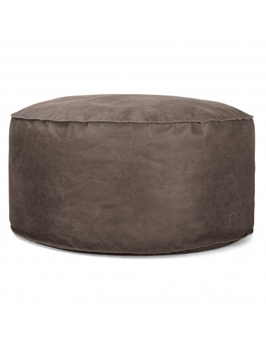 Pouf Design Rond - Cuir Vintage Gris Ardoise Les magasins à Paris et en Île-de-France