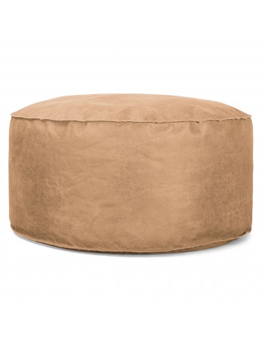 Pouf Design Rond - Cuir Vintage Marron Clair Dans la société mordern