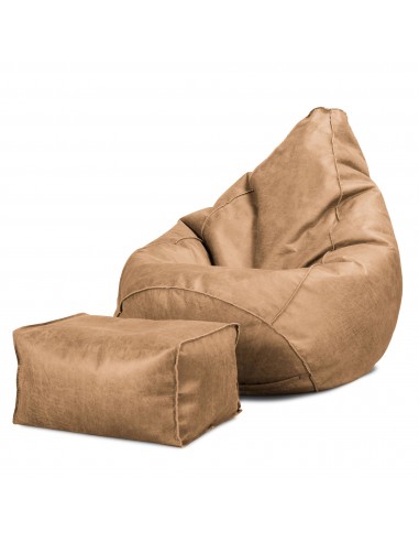 Pouf Poire Gamer - Cuir Vintage Marron Clair du meilleur 