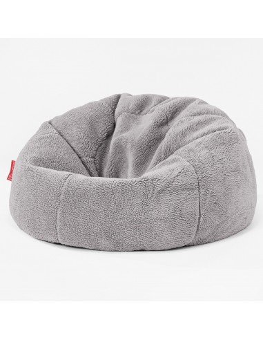 CloudSac 200 Pouf Géant Enfant à Mémoire de Forme 2-12 ans - Fausse Fourrure Nounours Gris moyen de technologie