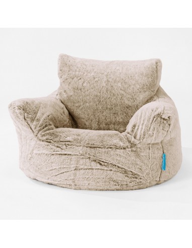 Fauteuil Pouf Bambin 1-3 ans - Fausse Fourrure Lapin Brun Doré pas cheres