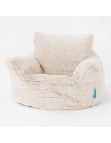 Fauteuil Pouf Bambin 1-3 ans - Fausse Fourrure Lapin Blanc en stock