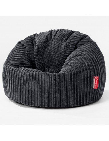 Pouf Poire Classique Enfant 1-5 ans - Côtelé Noir en linge