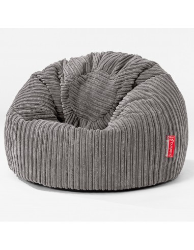 Pouf Poire Classique Enfant 1-5 ans - Côtelé Anthracite brillant des détails fins