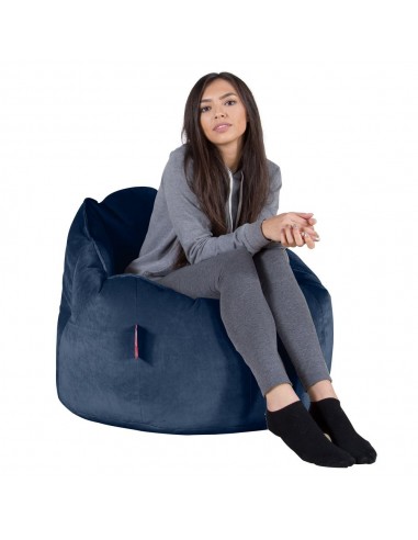 Pouf Chaise Design - Velours Bleu Marine rembourrage situé sous