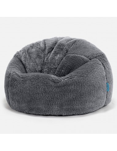 Pouf Poire Classique Enfant 1-5 ans - Fausse Fourrure Nounours Gris Foncé hantent personnes