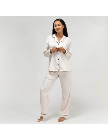 Pantalon de Pyjama en Satin Crème pour Femmes de la marque