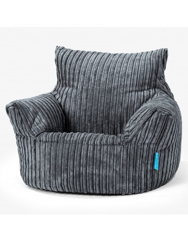 Fauteuil Pouf Bambin 1-3 ans - Côtelé Gris Ardoise À commander