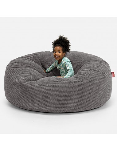 Pouf Géant pour Enfants de Taille Familiale 3-14 ans - Pompon Anthracite des créatures d'habitude