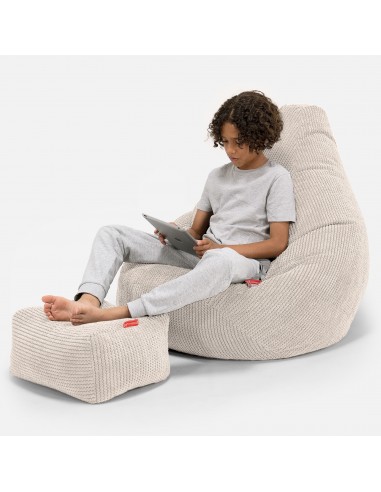 Pouf Gamer pour Enfant 6-14 ans - Pompon Crème la livraison gratuite