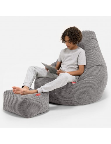 Pouf Gamer pour Enfant 6-14 ans - Pompon Anthracite les ctes