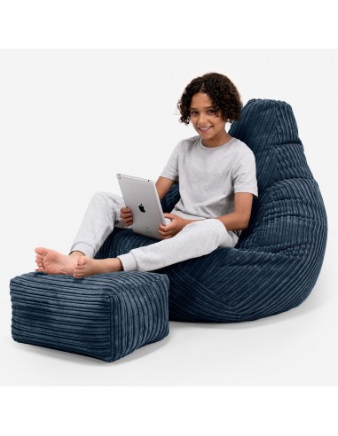 Pouf Gamer pour Enfant 6-14 ans - Côtelé Bleu Marine français