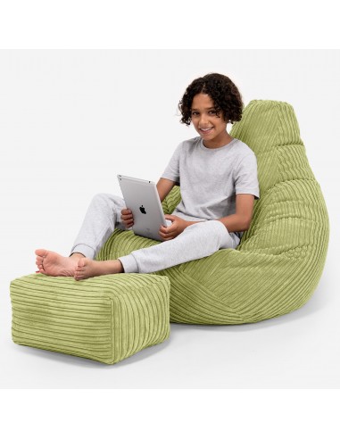 Pouf Gamer pour Enfant 6-14 ans - Côtelé Vert Acide pas cher