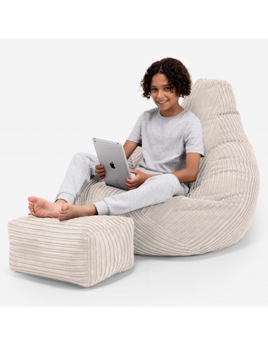 Pouf Gamer pour Enfant 6-14 ans - Côtelé Ivoire destockage