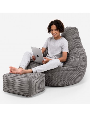 Pouf Gamer pour Enfant 6-14 ans - Côtelé Anthracite Comparez plus de prix