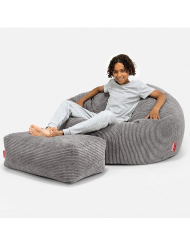 Canapé Pouf pour Enfant 6-14 ans - Pompon Anthracite plus qu'un jeu 