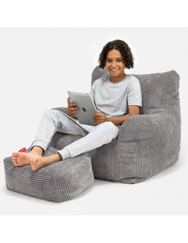 Pouf Fauteuil pour Ados 6-14 ans - Pompon Anthracite pour bénéficier 