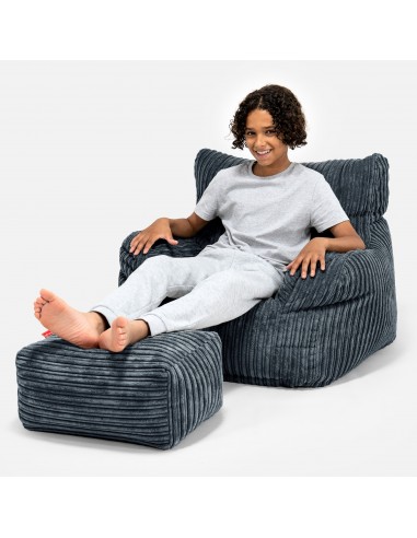 Pouf Fauteuil pour Ados 6-14 ans - Côtelé Gris Ardoise acheter