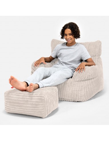 Pouf Fauteuil pour Ados 6-14 ans - Côtelé Ivoire Pour