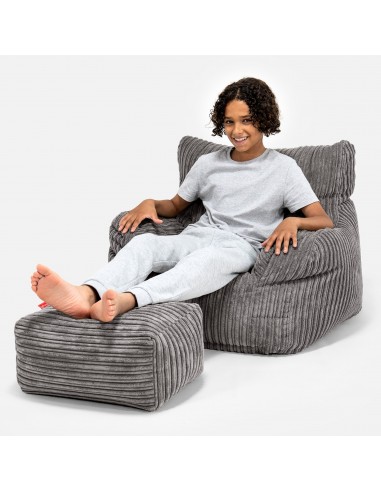 Pouf Fauteuil pour Ados 6-14 ans - Côtelé Anthracite de la marque