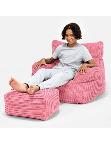 Pouf Fauteuil pour Ados 6-14 ans - Côtelé Corail du meilleur 