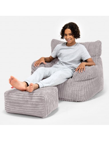 Pouf Fauteuil pour Ados 6-14 ans - Côtelé Gris Argent la chaussure