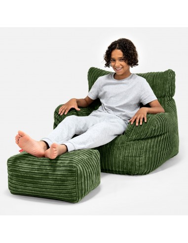 Pouf Fauteuil pour Ados 6-14 ans - Côtelé Vert Forêt outlet