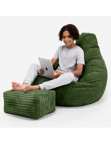 Pouf Gamer pour Enfant 6-14 ans - Côtelé Vert Forêt pas cheres