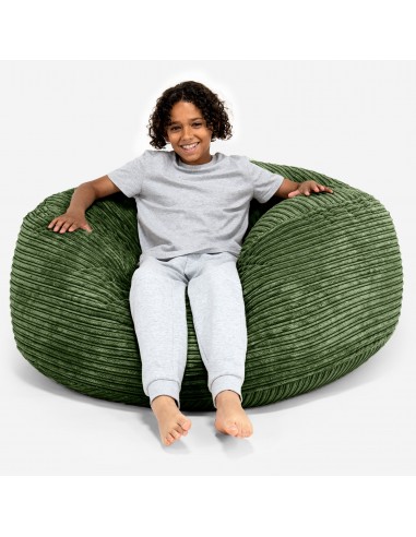 Pouf Ultra Confort pour Enfants 6-14 ans - Côtelé Vert Forêt pas cher