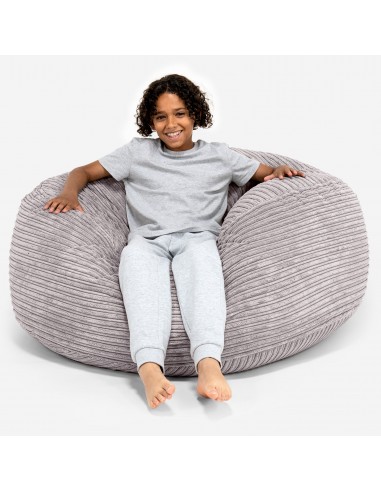 Pouf Ultra Confort pour Enfants 6-14 ans - Côtelé Gris Argent brillant des détails fins