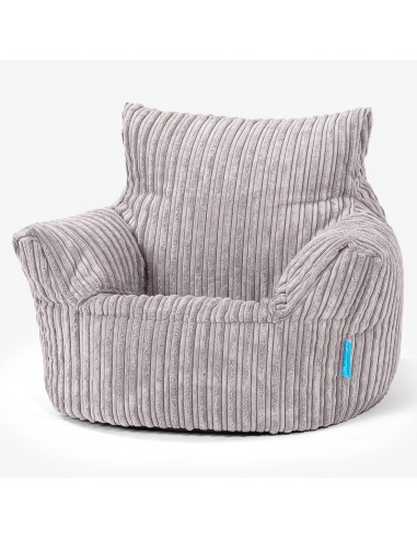 Fauteuil Pouf Bambin 1-3 ans - Côtelé Gris Argent Fin de série