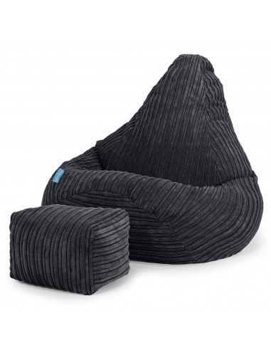 Pouf Fauteuil Gamer pour Enfant 1-5 ans - Côtelé Noir des créatures d'habitude