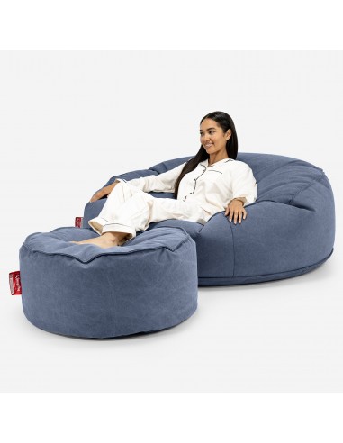 Canapé Pouf Géant Grande Mammouth - Stonewashed Bleu Marine En savoir plus