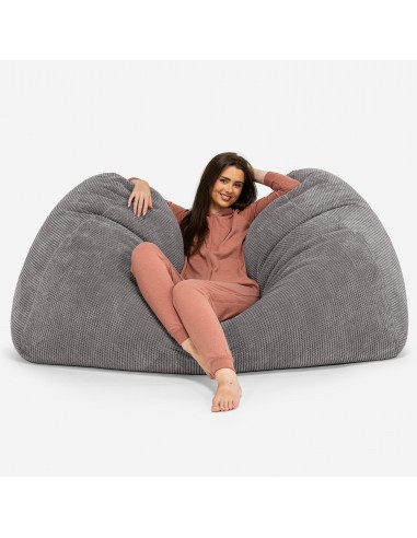 Gros Pouf Canapé - Pompon Anthracite plus qu'un jeu 