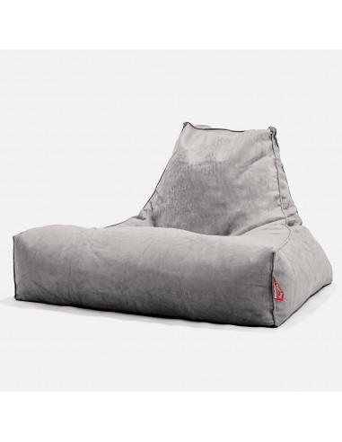 Gros Pouf Fauteuil Relax - Velours Argent français