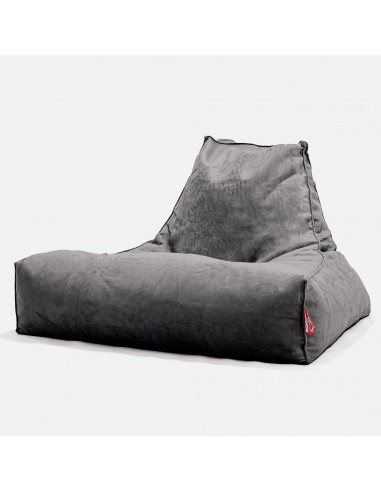 Gros Pouf Fauteuil Relax - Velours Anthracite Paris Déstockage Promo