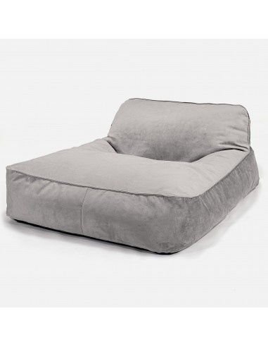 Chaise Longue (2 Personnes) - Velours Argent à prix réduit toute l'année